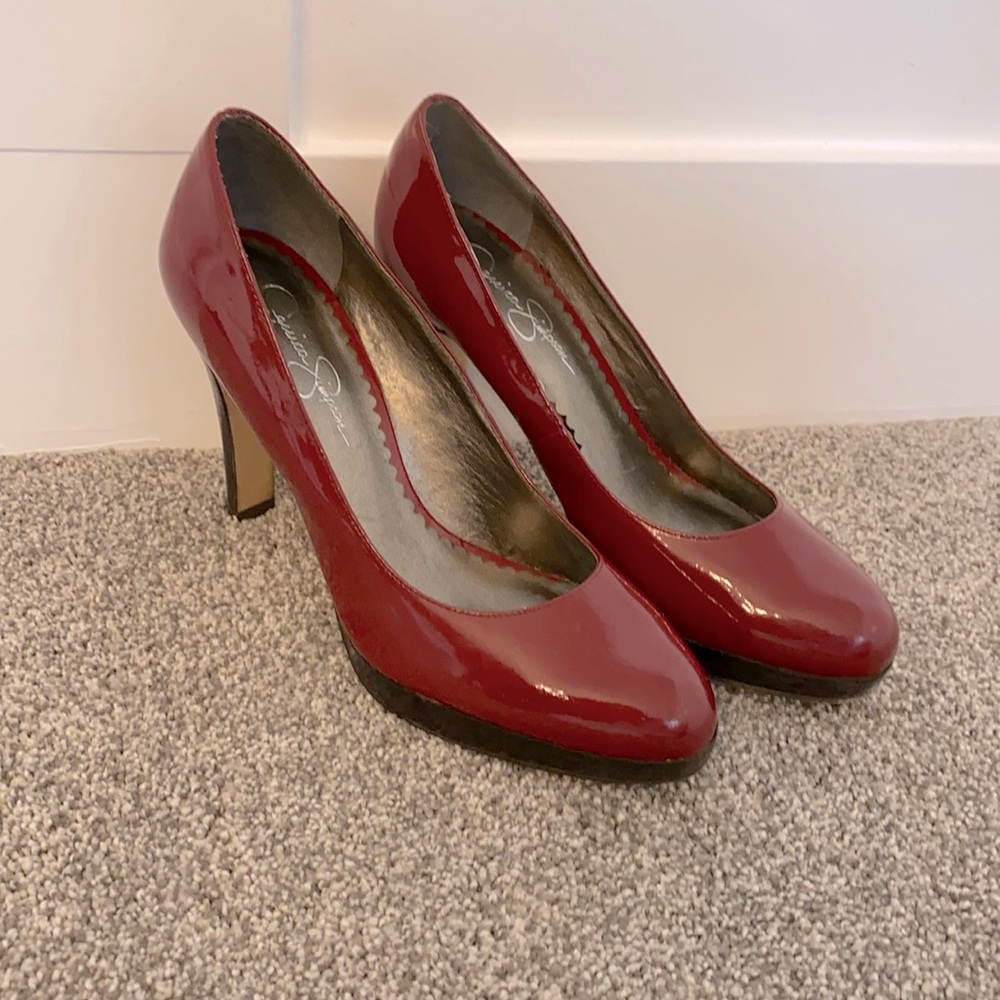 Jessica Simpson Burgundy Patent Leather Heels, 8